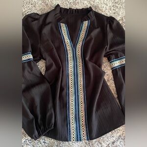 Embroidered Black Blouse